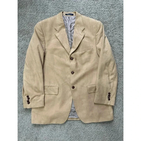CHAPS RALPH LAUREN Mens Tan Sport Coat SUEDE Jacket Microfiber Blazer 40R Canada - Picture 1 of 11